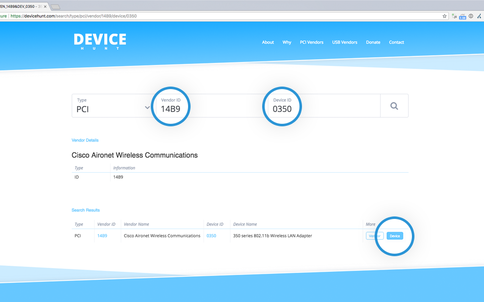 Search On Device Hunt For Unknown Devices Using Vendor And Device Id